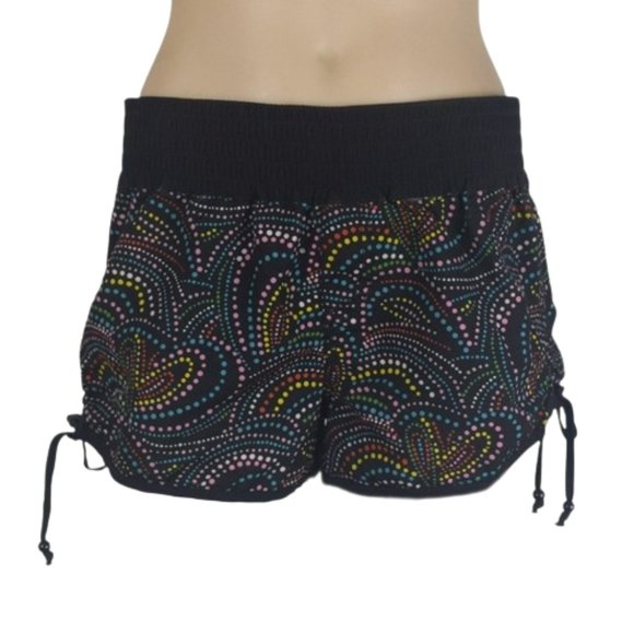 Target Pants - Target Womens Board Shorts Size 8 Black Pink Spot Elastic Waist Ruched Sides NEW